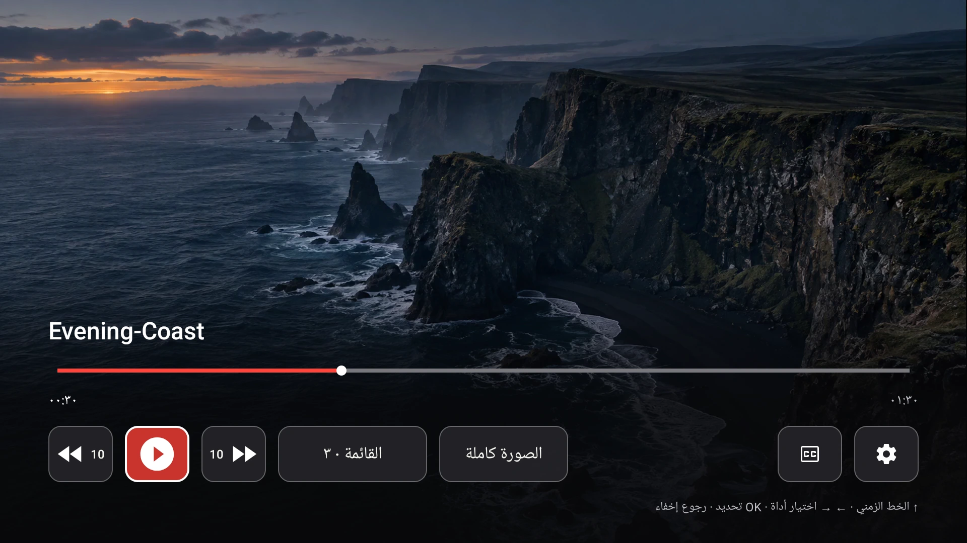 مستقبل Fast TV يعرض مقطع فيديو توضيحيًا على Google TV مع ظهور صف التحكم